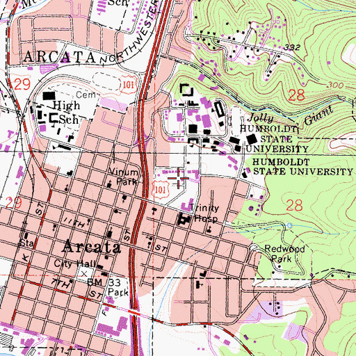 Topographic Map of Harry E Griffith Hall, CA