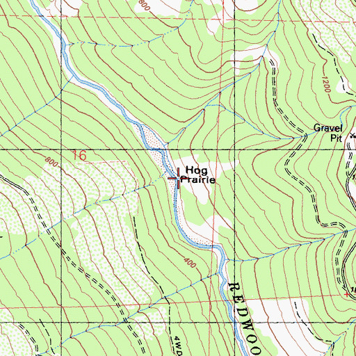 Topographic Map of Hog Prairie, CA