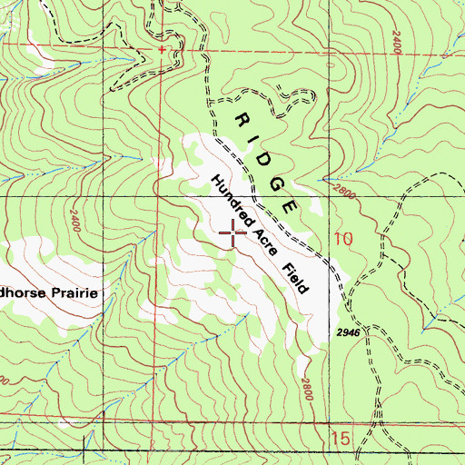 Topographic Map of Hundred Acre Flat, CA