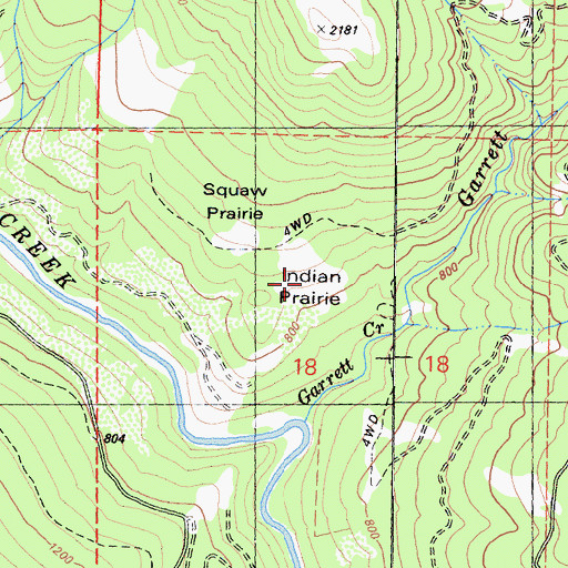 Topographic Map of Indian Prairie, CA