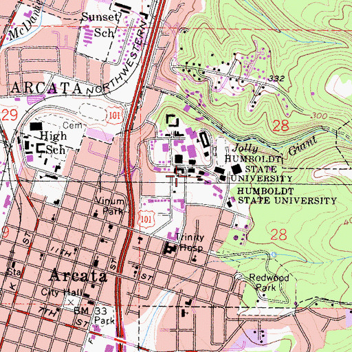 Topographic Map of Jenkins Hall, CA