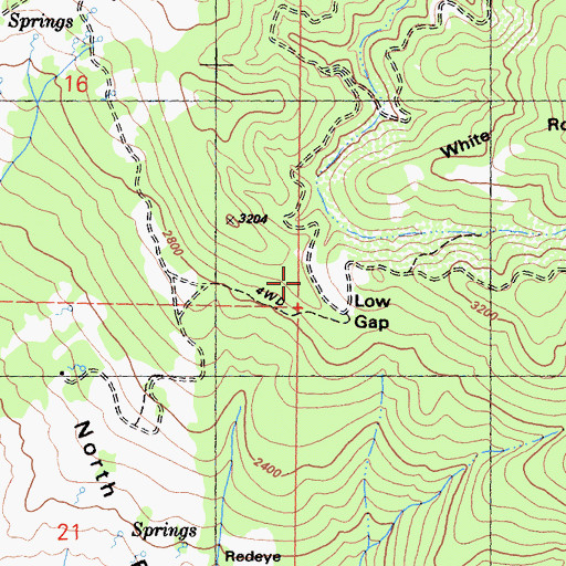 Topographic Map of Low Gap, CA