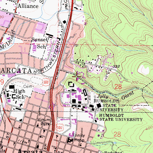 Topographic Map of Maple Hall, CA