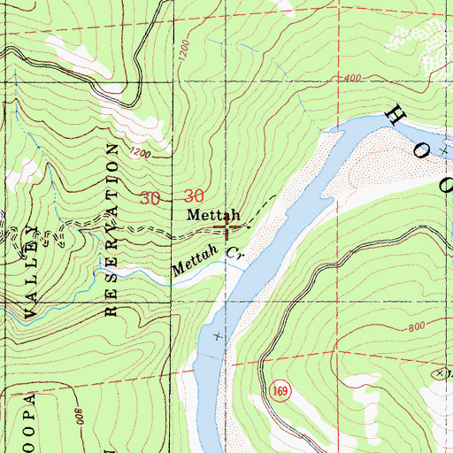Topographic Map of Mettah, CA