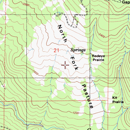 Topographic Map of North Fork Pasture, CA