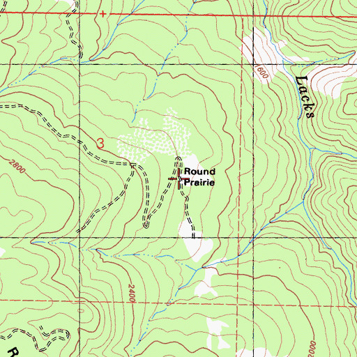 Topographic Map of Round Prairie, CA