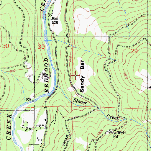 Topographic Map of Sandy Bar, CA