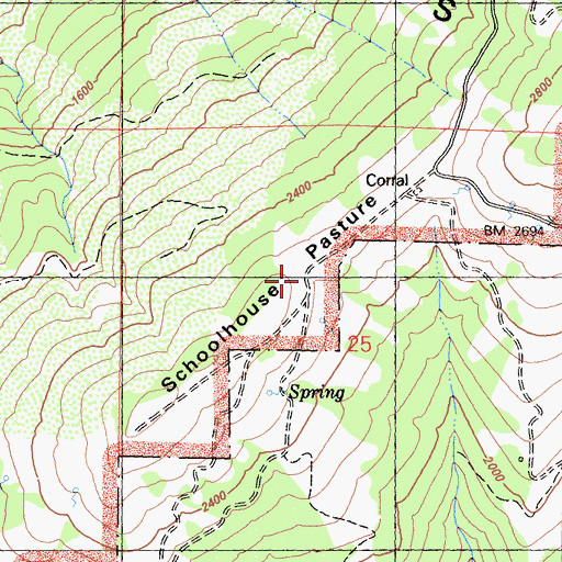 Topographic Map of Schoolhouse Pasture, CA