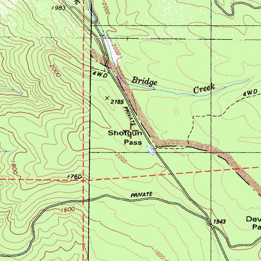 Topographic Map of Shotgun Pass, CA
