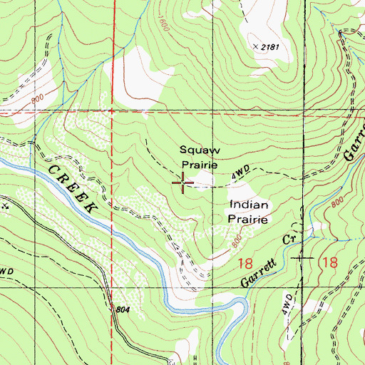 Topographic Map of Squaw Prairie, CA