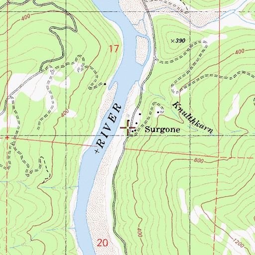 Topographic Map of Surgone, CA