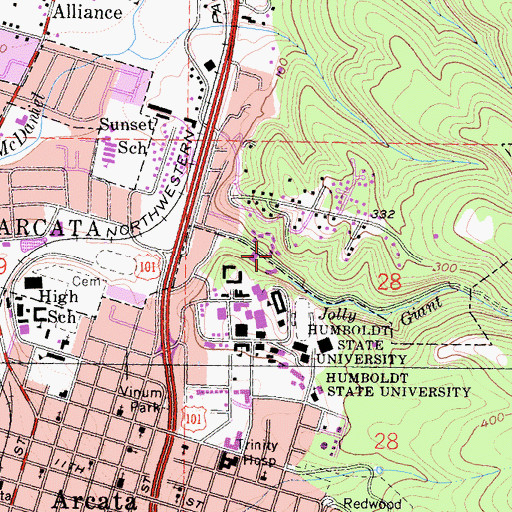Topographic Map of Tan Oak Hall, CA