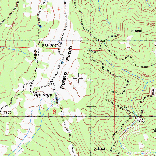 Topographic Map of Trail Ridge, CA