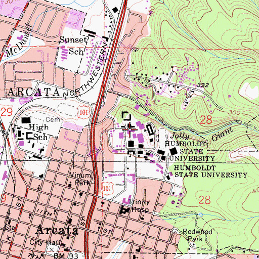 Topographic Map of University Center, CA