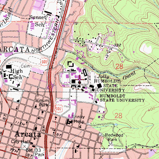 Topographic Map of Van Matre Hall, CA