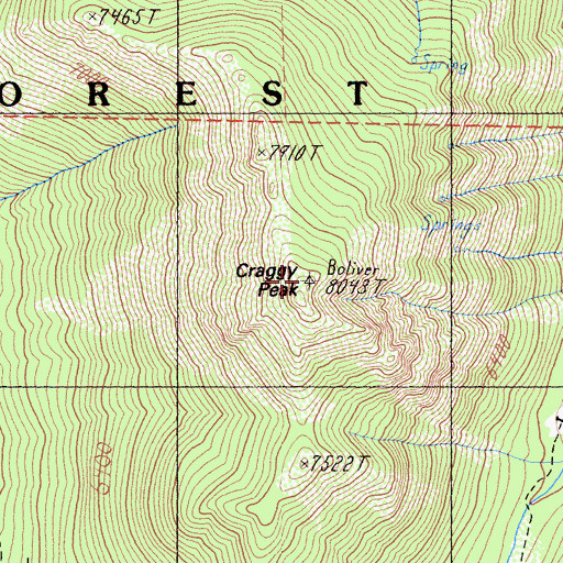 Topographic Map of Bolivar Lookout, CA