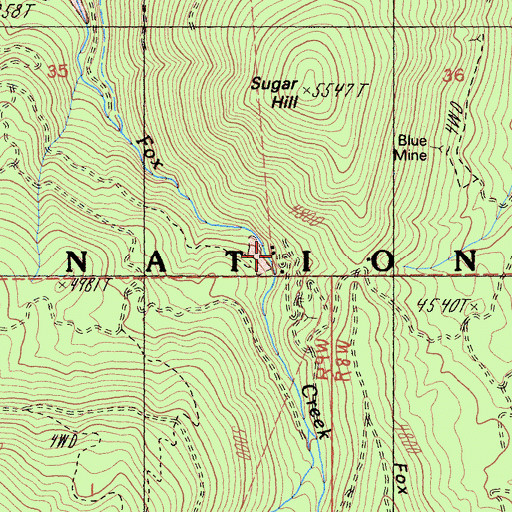 Topographic Map of Sugar Hill Mine, CA