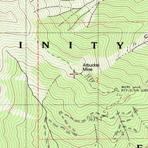 Topographic Map of Arbuckel Mine, CA