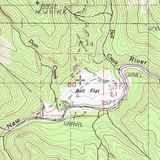 Topographic Map of Bell Flat, CA