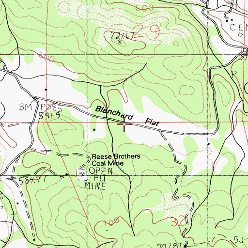 Topographic Map of Blanchard Flat, CA