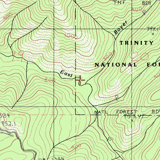Topographic Map of Boyer Gulch, CA
