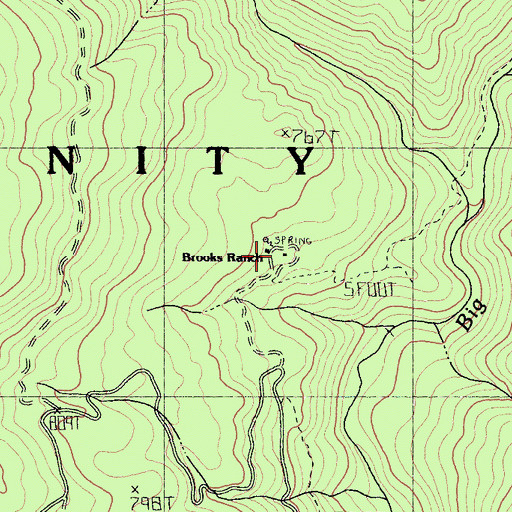 Topographic Map of Brooks Ranch, CA