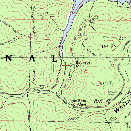 Topographic Map of Buckeye Mine, CA