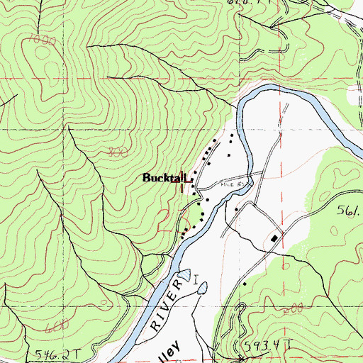 Topographic Map of Bucktail, CA
