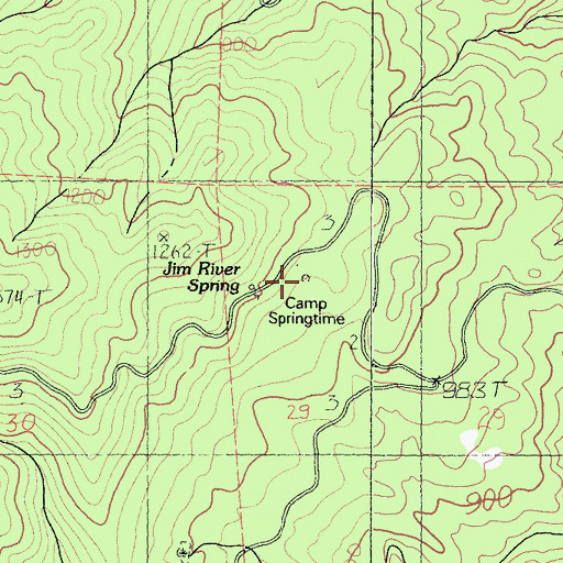 Topographic Map of Camp Springtime, CA