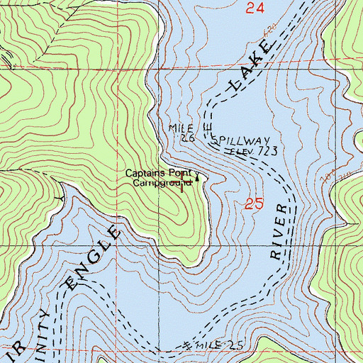 Topographic Map of Captains Point Campground, CA