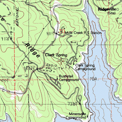 Topographic Map of Clark Spring, CA