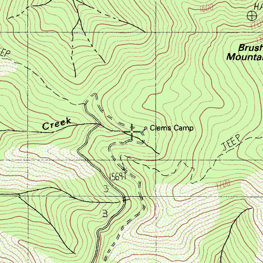 Topographic Map of Clems Camp, CA
