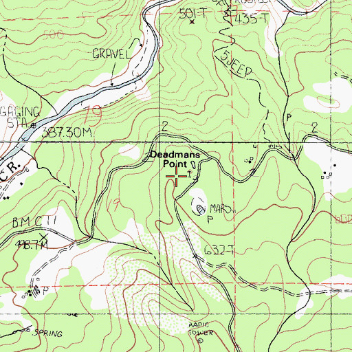 Topographic Map of Deadmans Point, CA