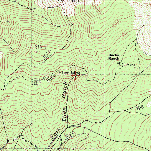 Topographic Map of Ellen Mine, CA