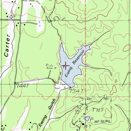 Topographic Map of Ewing Reservoir, CA