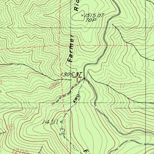 Topographic Map of Farmer Ridge, CA