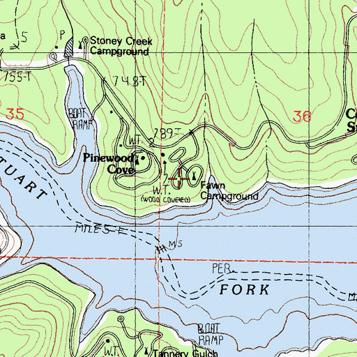 Topographic Map of Fawn Campground, CA