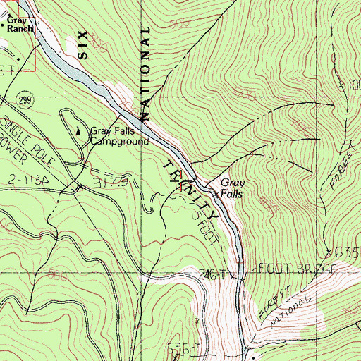 Topographic Map of Gray Falls, CA