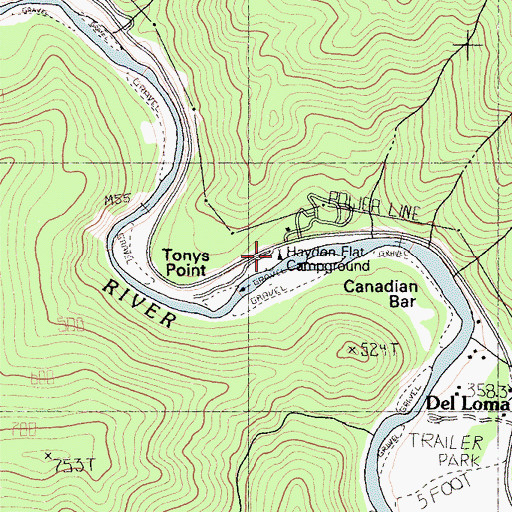 Topographic Map of Hayden Flat Campground, CA