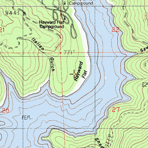 Topographic Map of Hayward Flat, CA