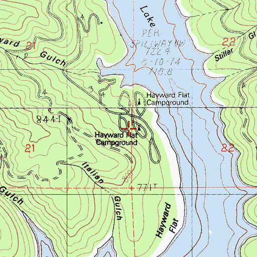Topographic Map of Hayward Flat Campground, CA