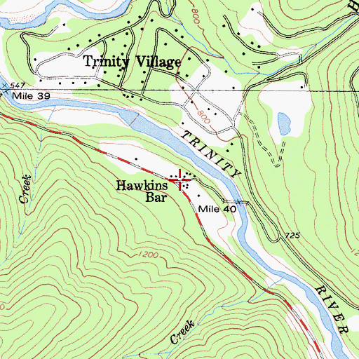 Topographic Map of Hawkins Bar, CA