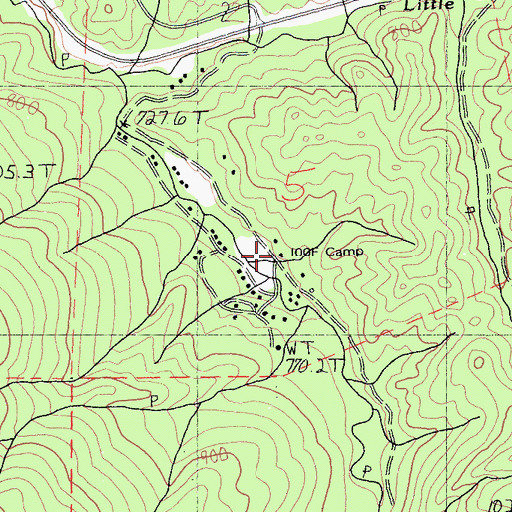 Topographic Map of Independent Order of Odd Fellows Camp, CA
