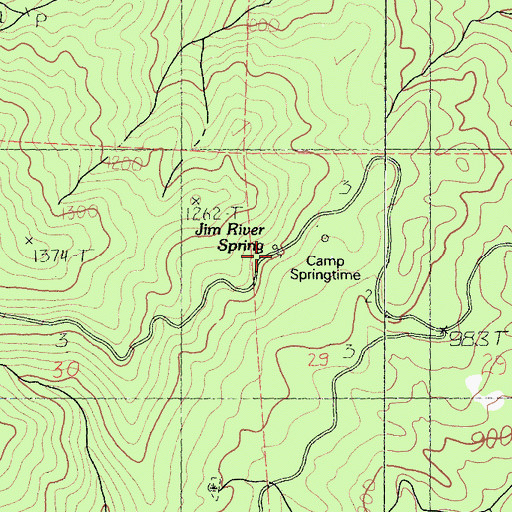 Topographic Map of Jim River Spring, CA