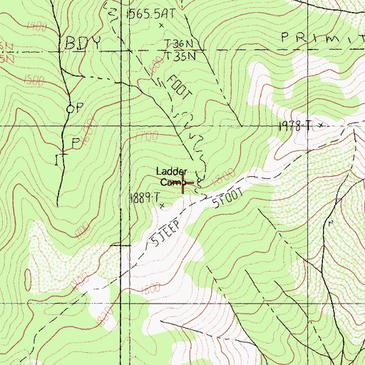 Topographic Map of Ladder Camp, CA