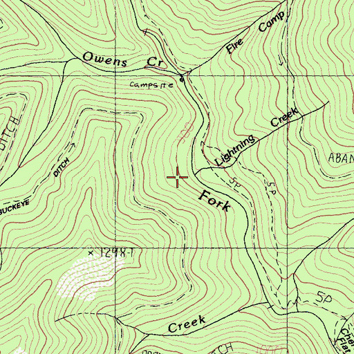Topographic Map of Lightning Creek, CA