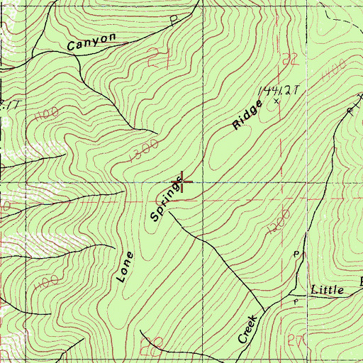 Topographic Map of Lone Springs Ridge, CA