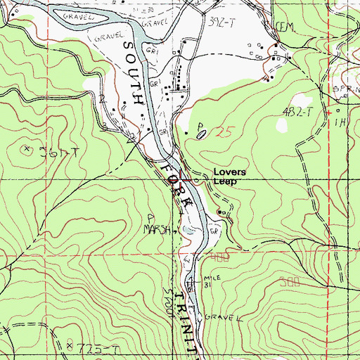 Topographic Map of Lovers Leap, CA
