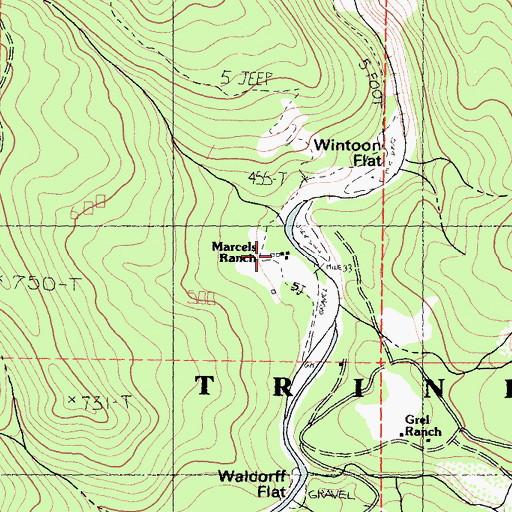 Topographic Map of Marcels Ranch, CA