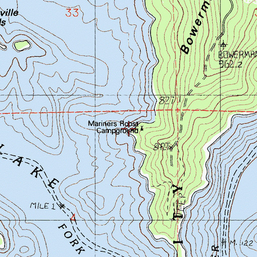 Topographic Map of Mariners Roost Campground, CA